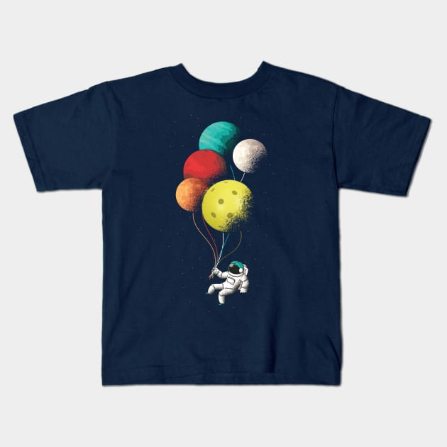 Pickleball Player Astronaut Space Lover Kids T-Shirt by gillys